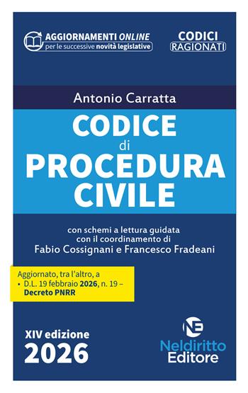 Codice di Procedura Civile Ragionato 2026 - Antonio Carratta - Libro Neldiritto Editore 2026, Codici ragionati | Libraccio.it