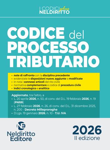 Codice del processo tributario plus 2026  - Libro Neldiritto Editore 2026, Codici plus | Libraccio.it