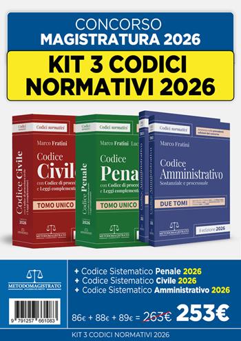 Kit codici normativi 2026 per il concorso in magistratura. Civile-Penale-Amministrativo. Nuova ediz. - Marco Fratini - Libro Neldiritto Editore 2026 | Libraccio.it
