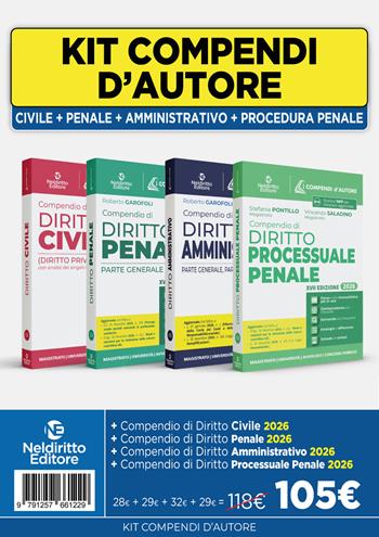 Kit Compendi d'autore 2026: Civile + Penale + Amministrativo + Procedura Penale - Antonino Geraci - Libro Neldiritto Editore 2026 | Libraccio.it