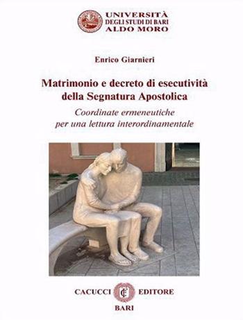 Matrimonio e decreto di esecutività della segnatura apostolica. Coordinate ermeneutiche per una lettura interordinamentale. Nuova ediz. - Enrico Giarnieri - Libro Cacucci 2024, Quaderni giornate canonistiche baresi | Libraccio.it