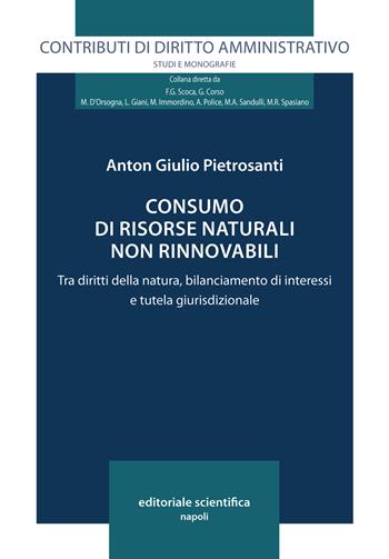 Consumo di risorse naturali non rinnovabili. Tra diritti della natura, bilanciamento di interessi e tutela giurisdizionale - Anton Giulio Pietrosanti - Libro Editoriale Scientifica 2023, Contributi di diritto amministrativo. Studi e monografie | Libraccio.it