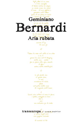 Aria rubata - Geminiano Bernardi - Libro Transeuropa 2026, Nuova poetica | Libraccio.it