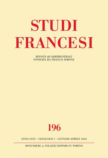 Studi francesi. Vol. 196  - Libro Rosenberg & Sellier 2022 | Libraccio.it