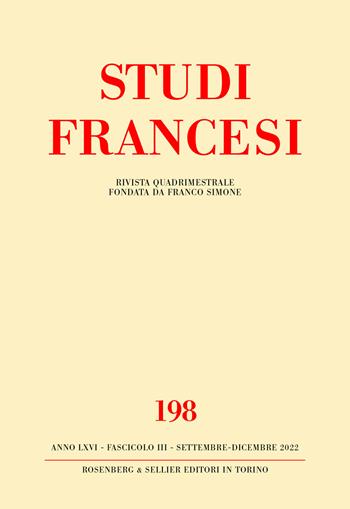 Studi francesi. Vol. 198  - Libro Rosenberg & Sellier 2023 | Libraccio.it