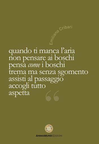 Quando ti manca l'aria - Emiliano Cribari - Libro AnimaMundi edizioni 2021, I quadernetti | Libraccio.it