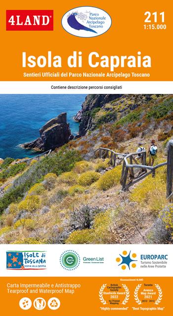 Isola di Capraia. Sentieri ufficiali del parco nazionale Arcipelago toscano 1:15.000  - Libro 4Land 2023 | Libraccio.it