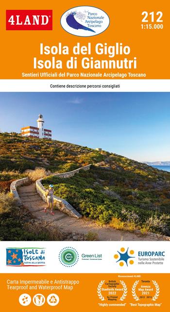 Isola del Giglio - Isola di Giannutri. Sentieri ufficiali del parco nazionale Arcipelago toscano 1:15.000  - Libro 4Land 2023 | Libraccio.it