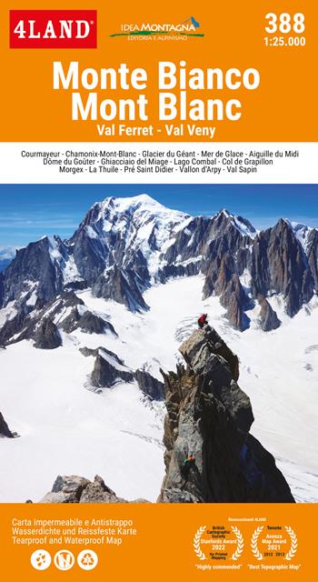 Monte Bianco-Mont Blanc. Val Ferret-Val Veny 1:25.000  - Libro 4Land 2024 | Libraccio.it