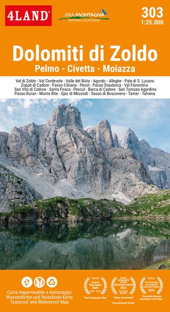 Dolomiti di Zoldo. Pelmo. Civetta. Moiazza 1:25.000  - Libro 4Land 2025 | Libraccio.it