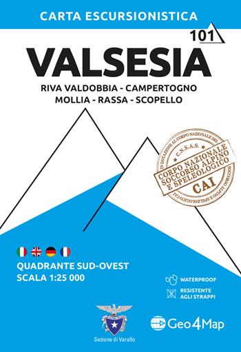 Valsesia sud-ovest. Riva Valdobbia, Campertogno, Mollia, Rassa, Scopello 1:25.000  - Libro Geo4Map 2023, Carta escursionistica | Libraccio.it