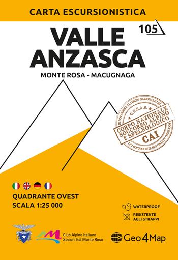 Valle Anzasca. Monte Rosa versante nord, Macugnaga 1:25.000  - Libro Geo4Map 2023, Carta escursionistica | Libraccio.it