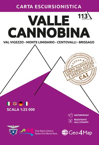 Valle Cannobina. Val Vigezzo, Monte Limidario, Centovalli, Brissago 1:25.000. Ediz. multilingue  - Libro Geo4Map 2023, Carta escursionistica | Libraccio.it
