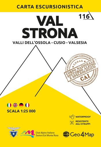 Val Strona. Valli dell'Ossola, Cusio, Valsesia 1:25.000  - Libro Geo4Map 2023, Carta escursionistica | Libraccio.it