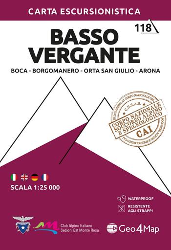 Basso Vergante. Boca, Borgomanero, Orta San Giulio, Arona 1:25.000. Ediz. multilingue  - Libro Geo4Map 2023, Carta escursionistica | Libraccio.it