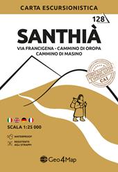 Santhià. Carta escursionistica: Via Francigena, Cammino di Oropa, Cammino di Masino 1:25.000