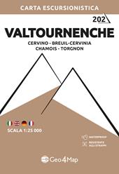 202 Valtournenche Cervino – Breuil-Cervinia – Chamois – Torgnon. Carta escursionistica 1:25.000