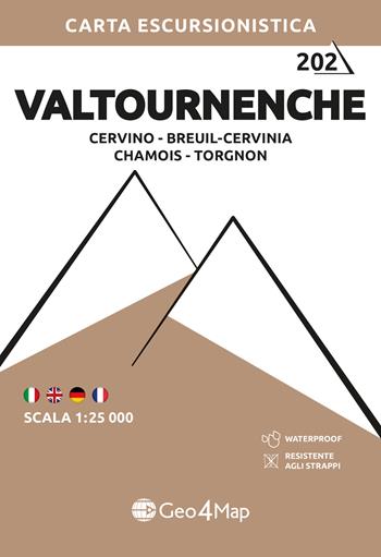 202 Valtournenche Cervino – Breuil-Cervinia – Chamois – Torgnon. Carta escursionistica 1:25.000  - Libro Geo4Map 2026, Carte escursionistiche 1:25.000 | Libraccio.it
