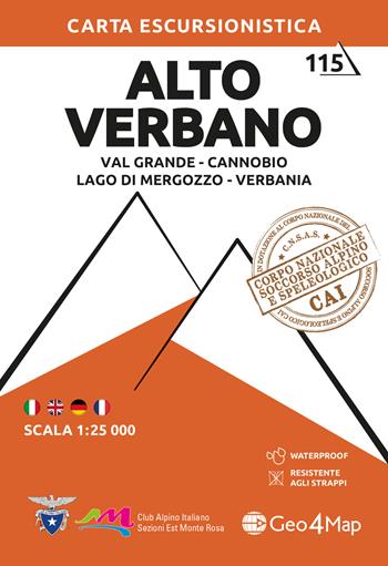 115. Alto Verbano Val Grande, Cannobio, Lago Di Mergozzo, Verbania. Carta escursionistica 1:25.000  - Libro Geo4Map 2026, Carte escursionistiche 1:25.000 | Libraccio.it