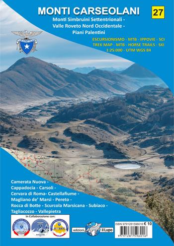 Monti Carseolani. Monti Simbruini Settentrionali. Valle Roveto Nord Occidentale. Piani Palentini. Carta escursionistica 1:25.000  - Libro Il Lupo 2024 | Libraccio.it