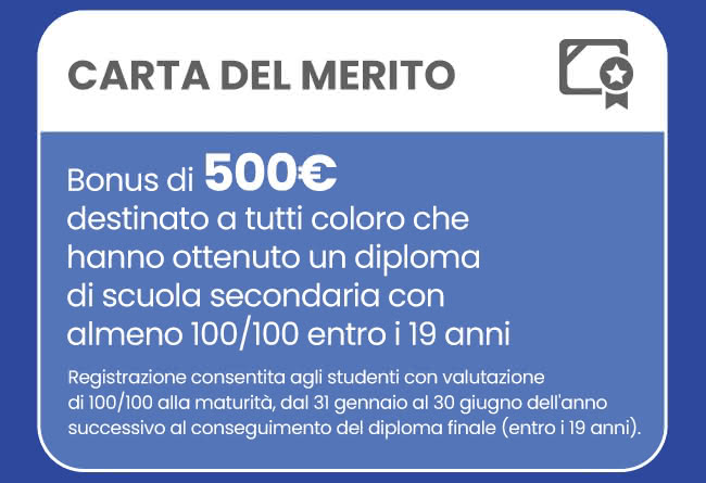 Carta Del Merito Per I 2005 Libraccio.it - Carta Cultura Giovani e Carta del Merito